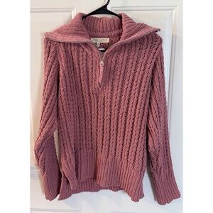 NWT Simply Southern Mauve Zip Neck Sweater Size Small